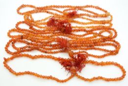 Eight carnelian agate necklaces
