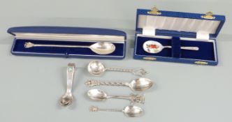Two cased hallmarked silver spoons, one with enamel Christmas decoration to bowl together with