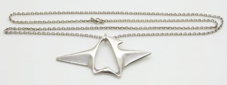 Georg Jensen silver pendant in an abstract design, on a silver chain
