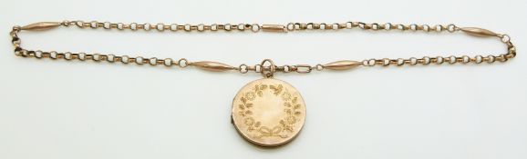 Victorian 9ct rose gold locket and chain, 9.6g