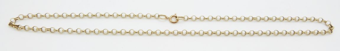 A 9ct gold belcher chain, 8.9g