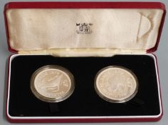 Royal Mint Falkland Islands 1979 £10 and £5 silver proof coin set together with a Seychelles 100 and
