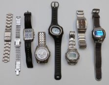 Seven ladies and gentleman's wristwatches including Accurist, DKNY, Timex etc.