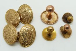 A pair of Victorian 9ct gold cufflinks, Birmingham 1899, three 9ct gold studs (7.7g) and an 18ct