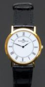 Baume & Mercier 18ct gold wristwatch ref. 15605 with black hands and Roman numerals, white dial