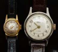 Smiths Empire wristwatch with gold hands and Arabic numerals, cream dial, gold plated case and 5