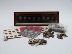 A collection of English farthings including William V, Charles II, Victorian etc together with