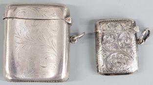 Two hallmarked silver vesta cases, one Birmingham 1906 the other Chester 1901, weight of both 53g