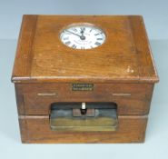 Time Recorder clocking in clock with 'Gledhill-Brook, Huddersfield' to dial, H28cm