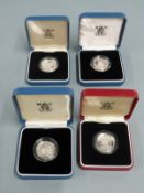 Royal Mint silver proof £1 coins comprising 1983, 1984, 1988 and 1989, various reverse designs,