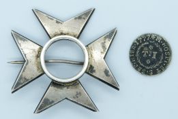 Order of Malta 1777 one Taro F Emmanuel De Rohan hammered silver coin, with silver Maltese Cross