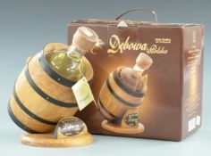 Debowa Polska 80 proof Polish oak vodka, 700ml, 40% vol, in original presentation box and oak barrel