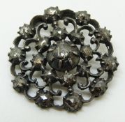 Georgian brooch set with rose cut diamonds, 2.4cm diameter