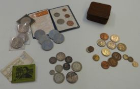 Approximately 85g of various silver coins to include William IV, Victoria young head shilling etc