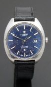 Tissot Seastar automatic gentleman's wristwatch with date aperture, blue dial, steel hands and baton