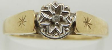 A 9ct gold ring set with a diamond in an illusion setting, 2.1g, size L/M