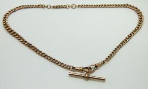 A 9ct rose gold Albert /fob chain,15.1g