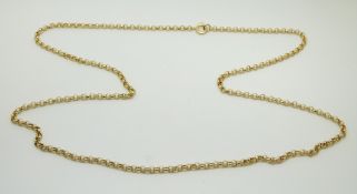 A yellow metal necklace made up of circular links, 16.2g