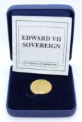 Edward VII 1902 Sydney Mint gold full sovereign, cased with certificate