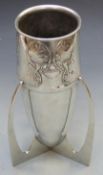 Archibald Knox for Liberty & Co Art Nouveau/Arts & Crafts bomb shaped vase with three legs, marked