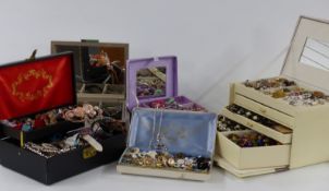 A collection of costume jewellery including necklaces, earrings, Wedgwood pendant, enamel pendant,