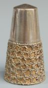 Stuart Devlin hallmarked silver pepper with gilt textured lower body, London 1981, height 7cm,