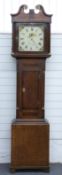 Anthony Pozzi Wotton Bassett 19thC 30 hour duration longcase clock, the oak case with quarter reeded