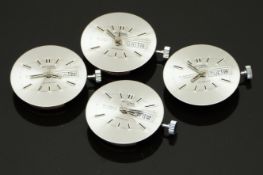 Four Rytima De Luxe Ronda-Matic 17 jewel gentleman's automatic wristwatch movements each with day