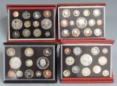 Four Royal Mint cased UK Proof Coin Collection sets for 2005, 2006, 2007 and 2008, with