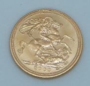 Elizabeth II 2000 gold half sovereign, sealed