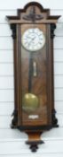 19thC mahogany cased Vienna regulator wall clock with the single train movement, enamelled Roman