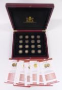 The World's Finest Gold Miniatures coin collection comprising sixteen 22ct and 24ct gold coins, in