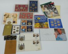 A collection of modern commemorative crowns etc and a £sd Farewell and First Decimals Set