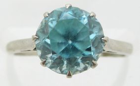 A platinum ring set with a round cut zircon, 3.3g, size J