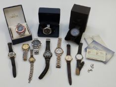 Eleven various gentleman's wristwatches including Seiko, Naviforce, Warner Bros Tasmanian Devil,