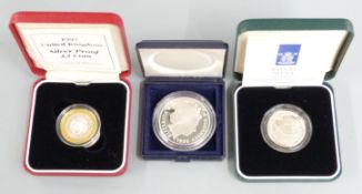 Royal Mint silver proof coins comprising 1997 UK £2 coin and WWII 1995 example, together with an