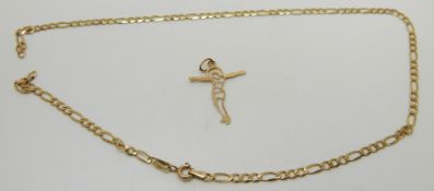 A 9ct gold necklace (3.1g) and 14k gold pendant (0.5g)