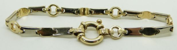 An 18ct gold bi-coloured bracelet link bracelet, 14.3g