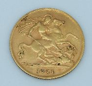 George V 1911 gold half sovereign