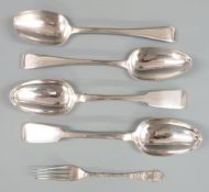 Two Georgian hallmarked silver table spoons, pair of William IV hallmarked silver fiddle pattern