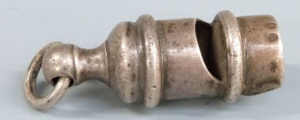 Victorian George Unite hallmarked silver whistle, London 1874, length 4.5cm, weight 14g