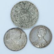 Alexandra and Edward silver commemorative coin medal, together with a Queen Mary and George V