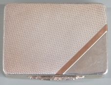 Hallmarked silver and gold pill or snuff box with engine turned decoration, Birmingham 1993 maker