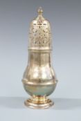 George V hallmarked silver sugar caster of baluster form with pierced cap, London 1924 maker