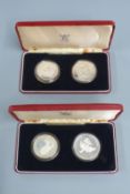 Royal Mint Hashemite Kingdom of Jordan 3 dinar and 2½ dinar silver proof coin set, together with