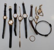 Eight various ladies wristwatches including a 9ct gold Tissot.