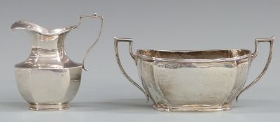 George V hallmarked silver sugar bowl and similar milk jug, London 1910 bowl by Harrison