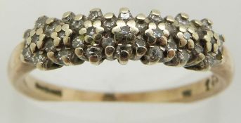 A 9ct gold half eternity ring set with diamonds, 2.7g, size O