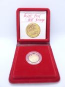 Elizabeth II 1980 proof gold half sovereign, cased