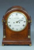 Georgian mahogany shelf/mantel clock with Thos. Cosher, Tottenham to the painted Roman dial, the